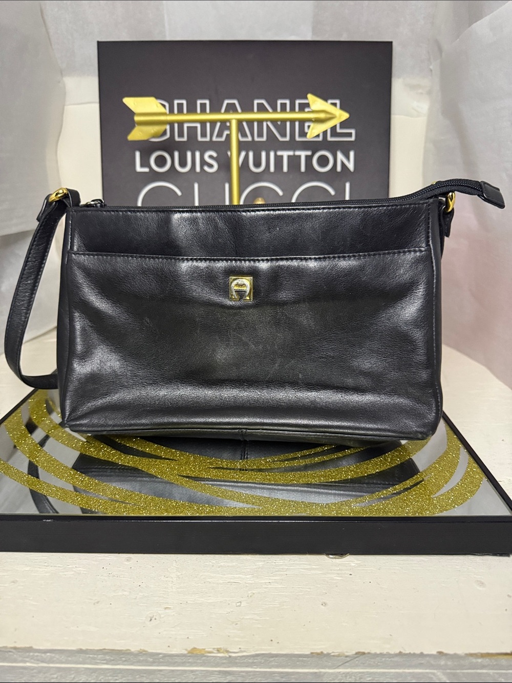 Etienne Aigner Black Crossbody Bag. Vintage. Old money luxury.